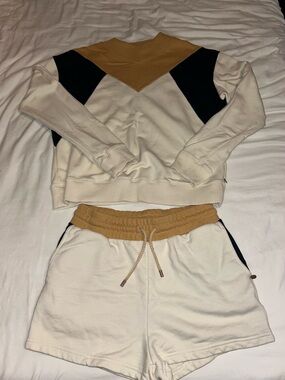 Scotch & Soda Cream, Mustard & Black Colorblock Sweatshirt and Shorts Set